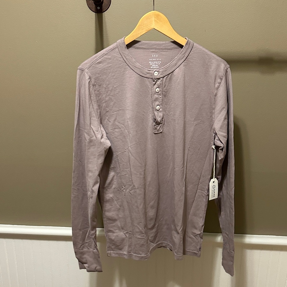 Men's Long-Sleeve Henley Shirt - Mauve Taupe